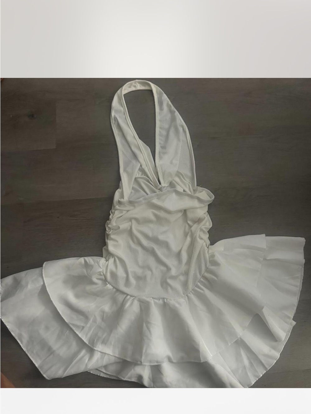 White Halter Ruffle Dress - Picture 2 of 3